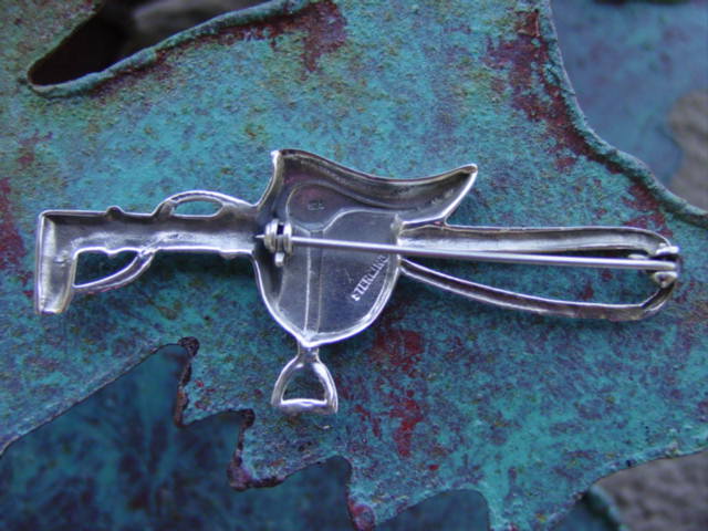 Saddle Crop Whip Pin Sterling Silver Equestrian Jewelry #B111