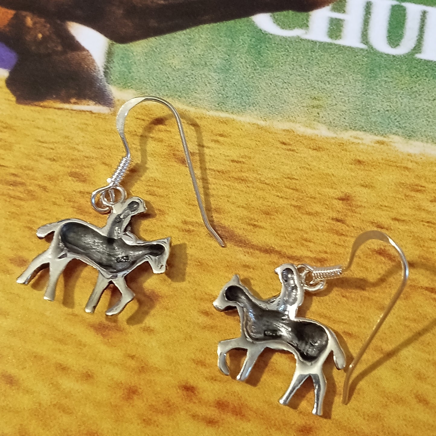Horse Racing Earrings Sterling Silver Equestrian Jewelry #E2402