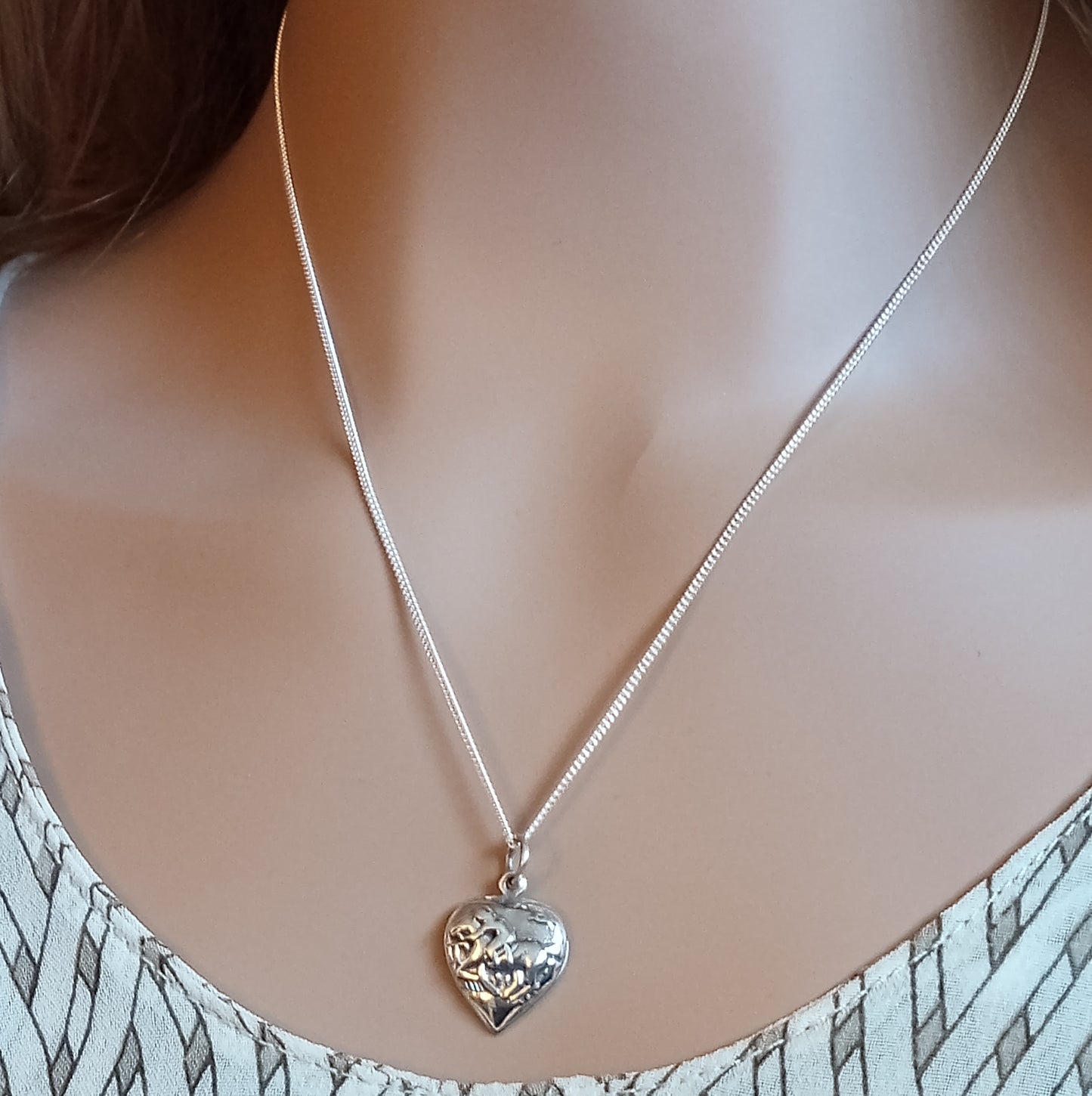 Horse Racing in Heart Pendant Sterling Silver Equestrian Jewelry #P2401