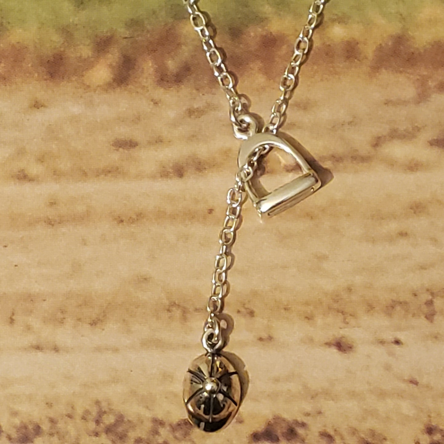Stirrup and Helmet Lariat Necklace