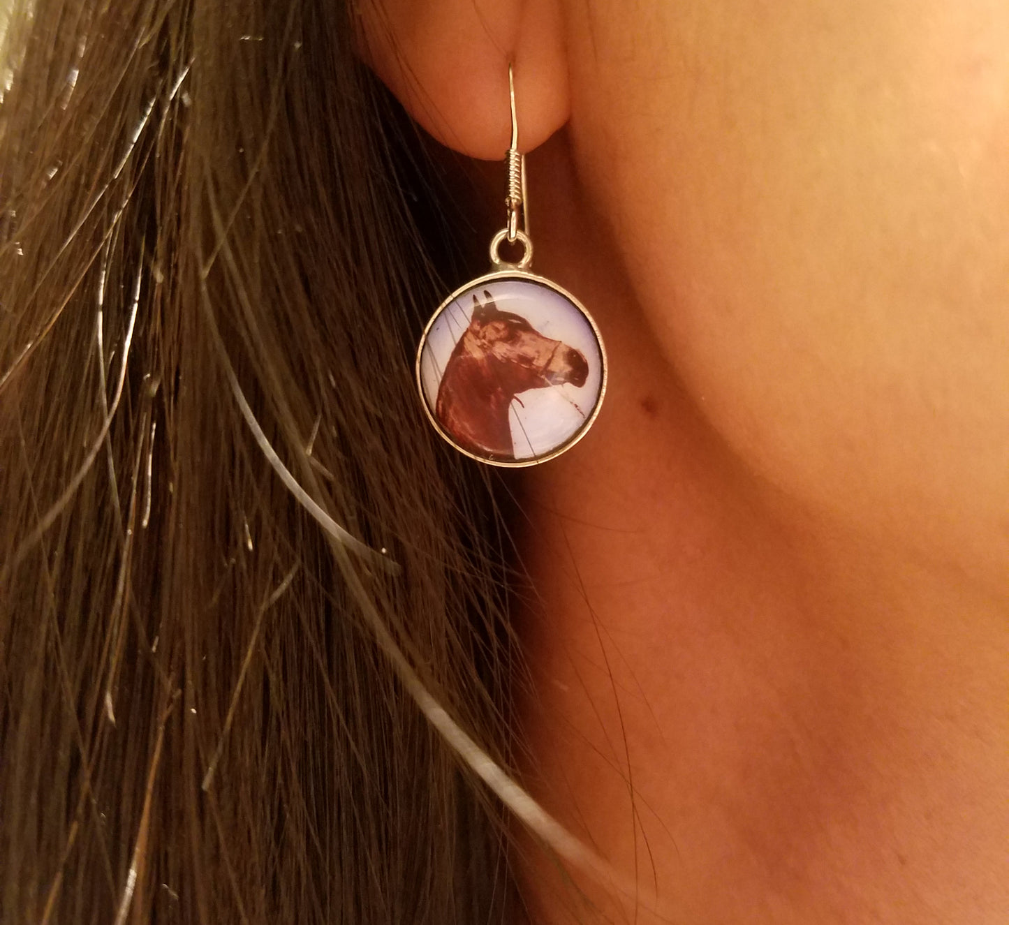 horse picture earrings