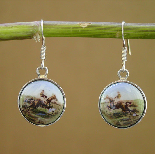 enamel horse sterling silver earrings