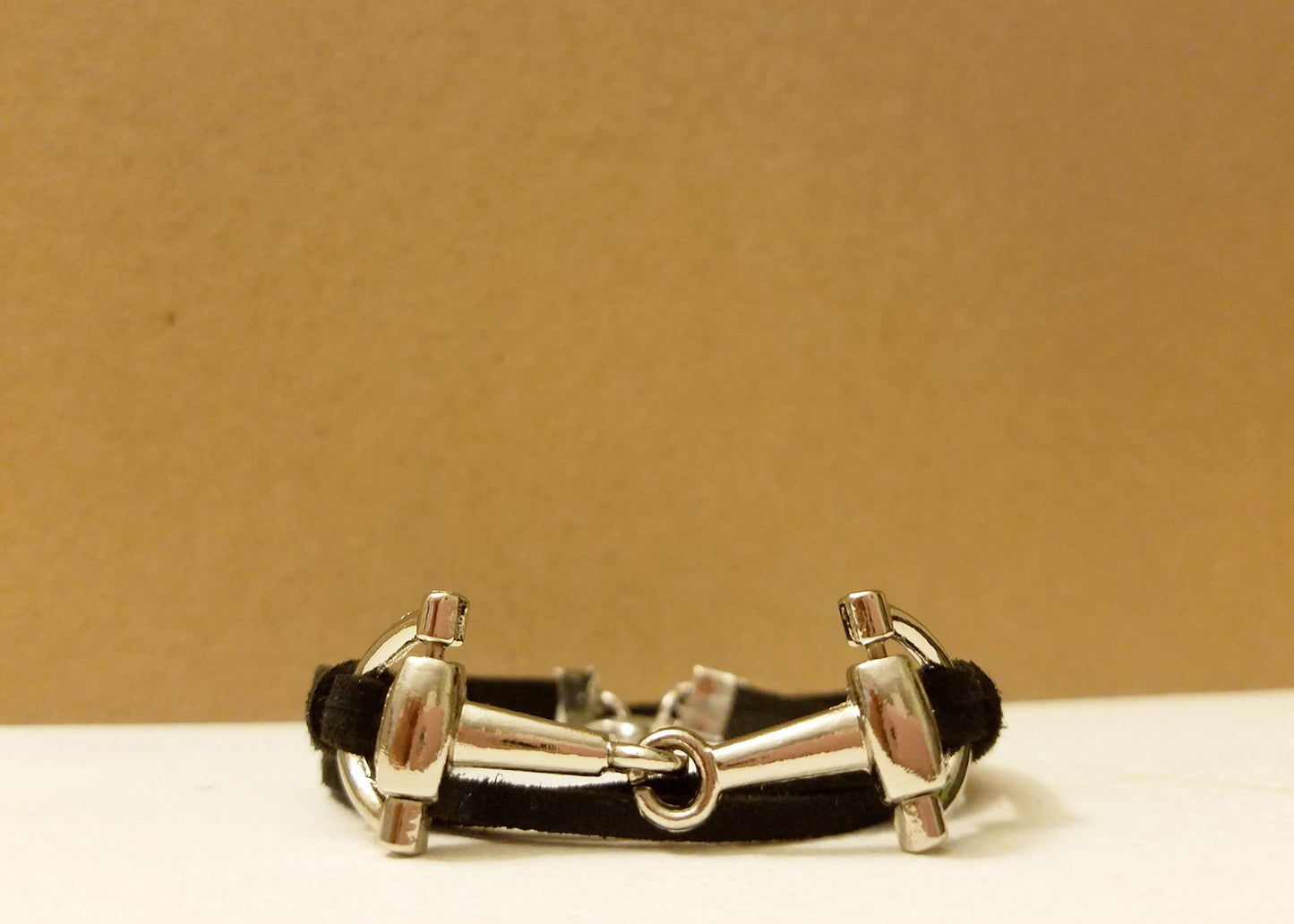 snaffle bit suede leather bracelet
