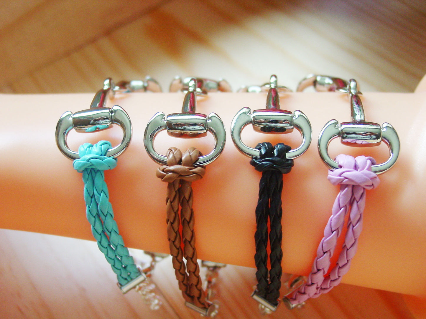 Silver Snaffle Bit Horse Leather Bracelet Equestrian Jewelry #L466