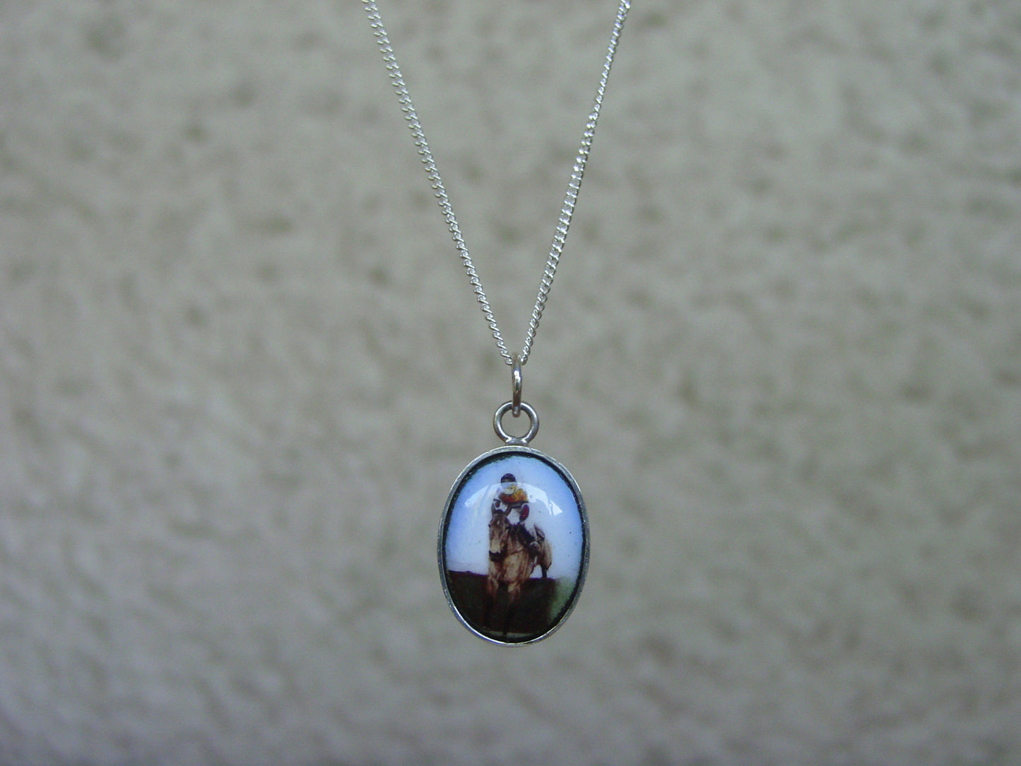 Hunter Jumper Enamel Pendant Sterling Silver, Equestrian Jewelry #P608