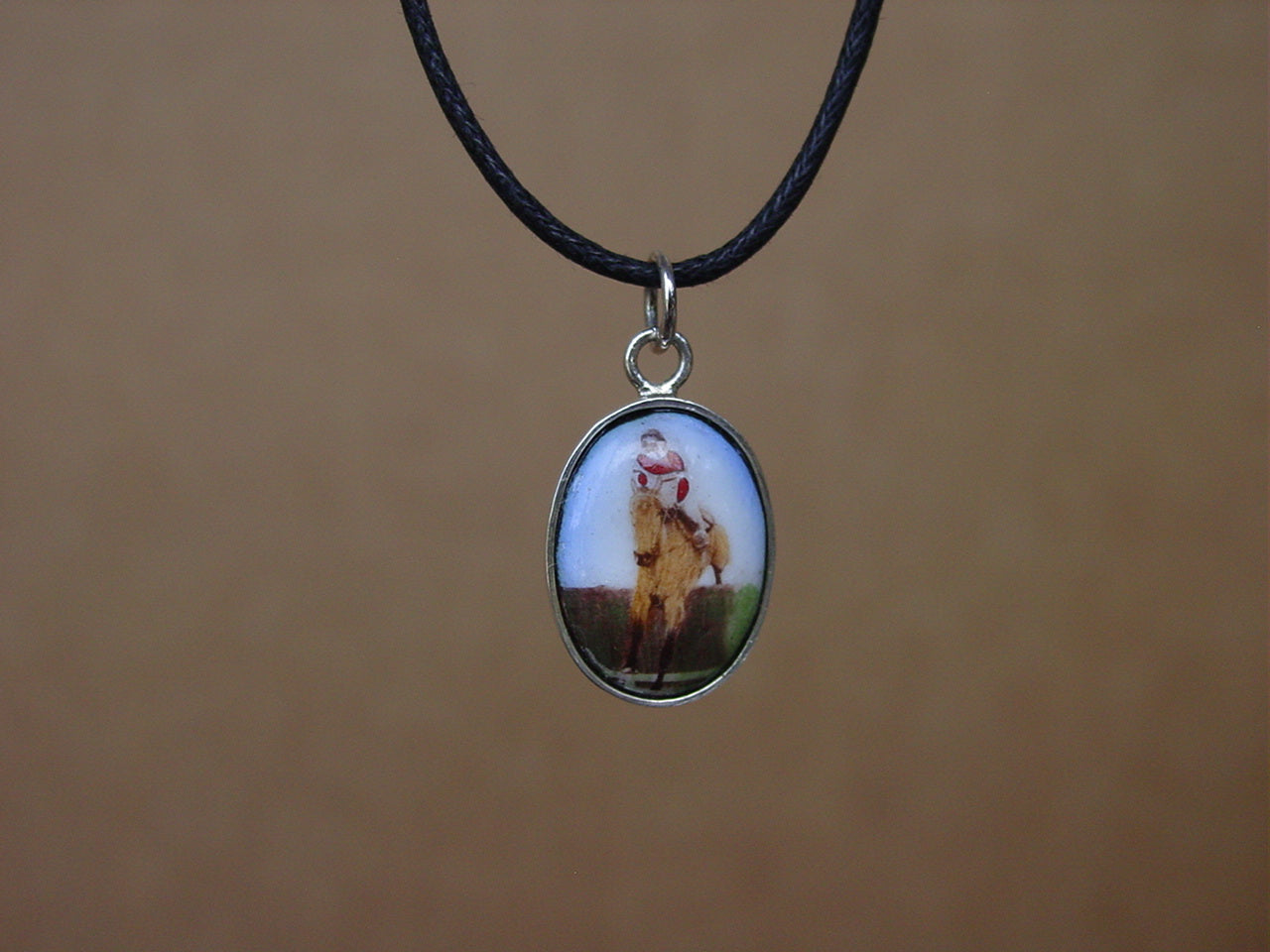 Hunter Jumper Enamel Pendant Sterling Silver, Equestrian Jewelry #P608