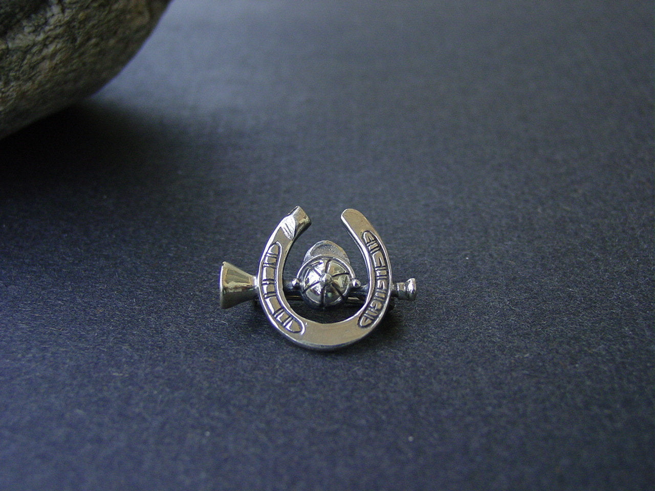 equestrian silver brooch