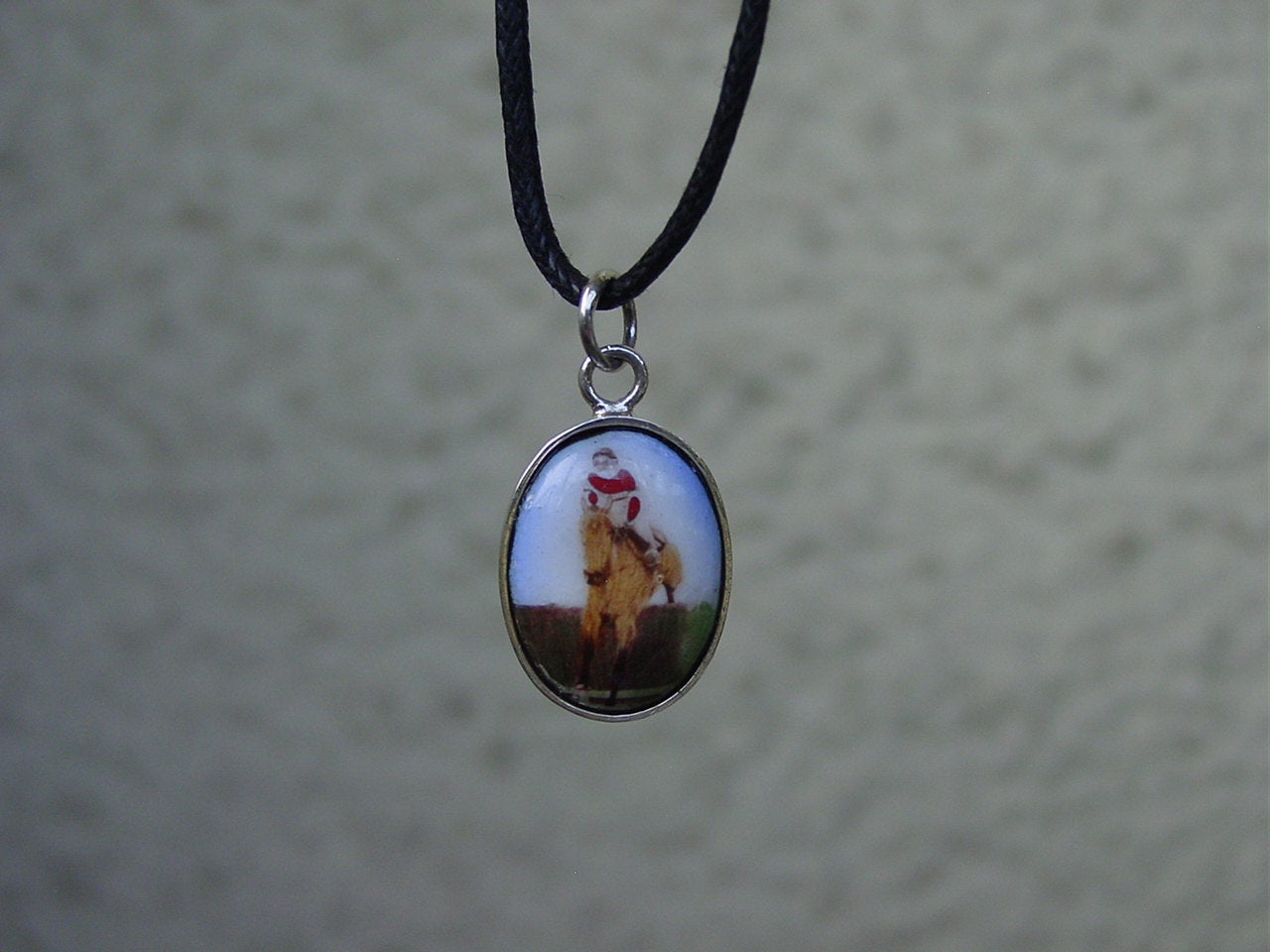 Hunter Jumper Enamel Pendant Sterling Silver, Equestrian Jewelry #P608