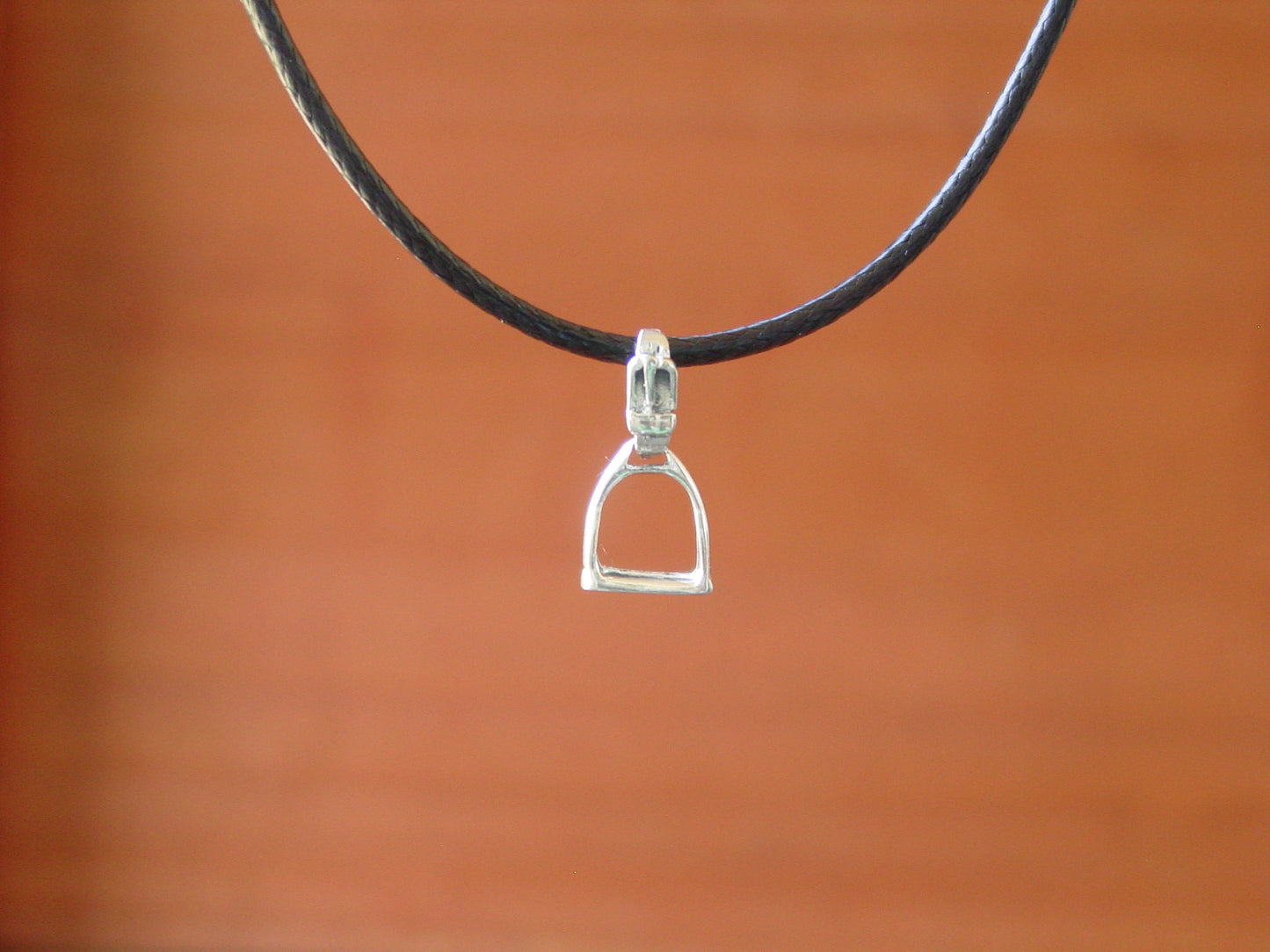 tiny stirrup horse necklace