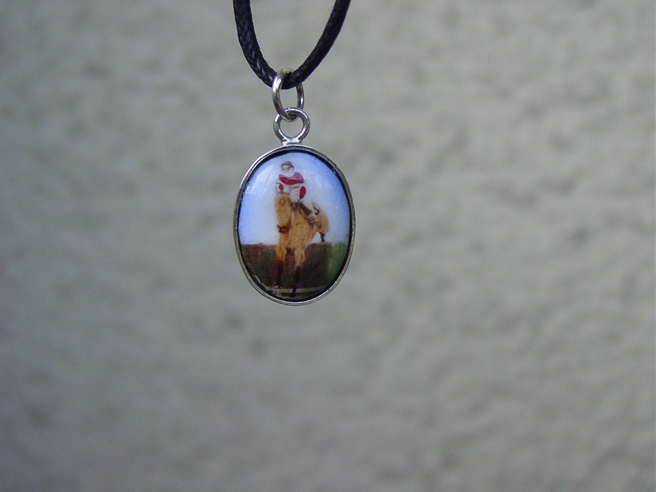 Hunter Jumper Enamel Pendant Sterling Silver, Equestrian Jewelry #P608