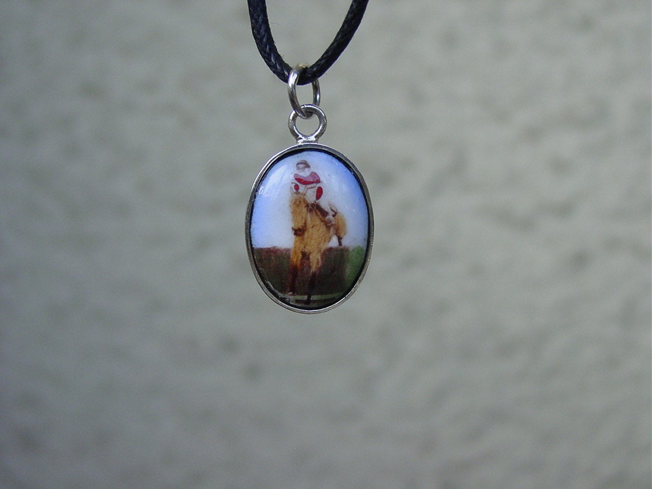 Hunter Jumper Enamel Pendant Sterling Silver, Equestrian Jewelry #P608