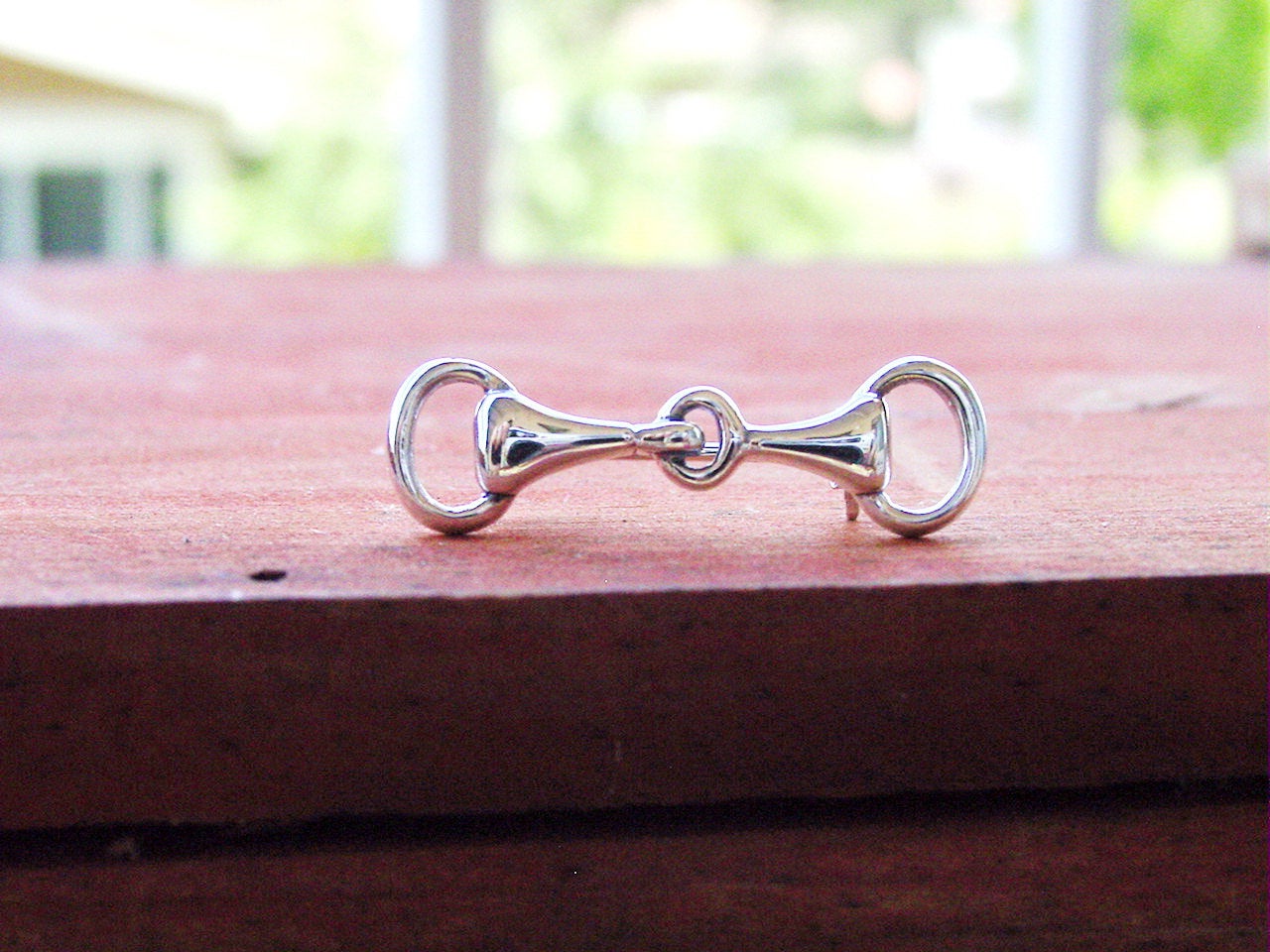 silver bit horse brooch