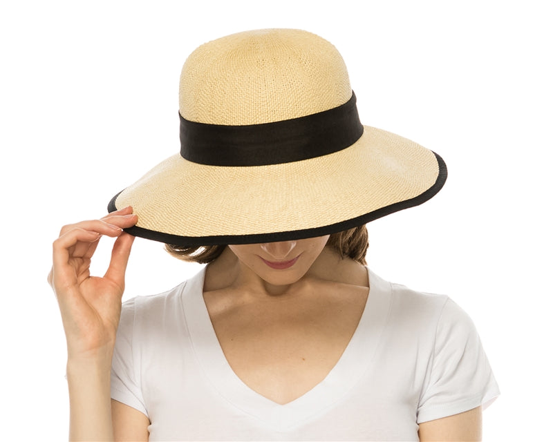 Smaller Brim Sun Hat Lightweight with Black Bow #H1301