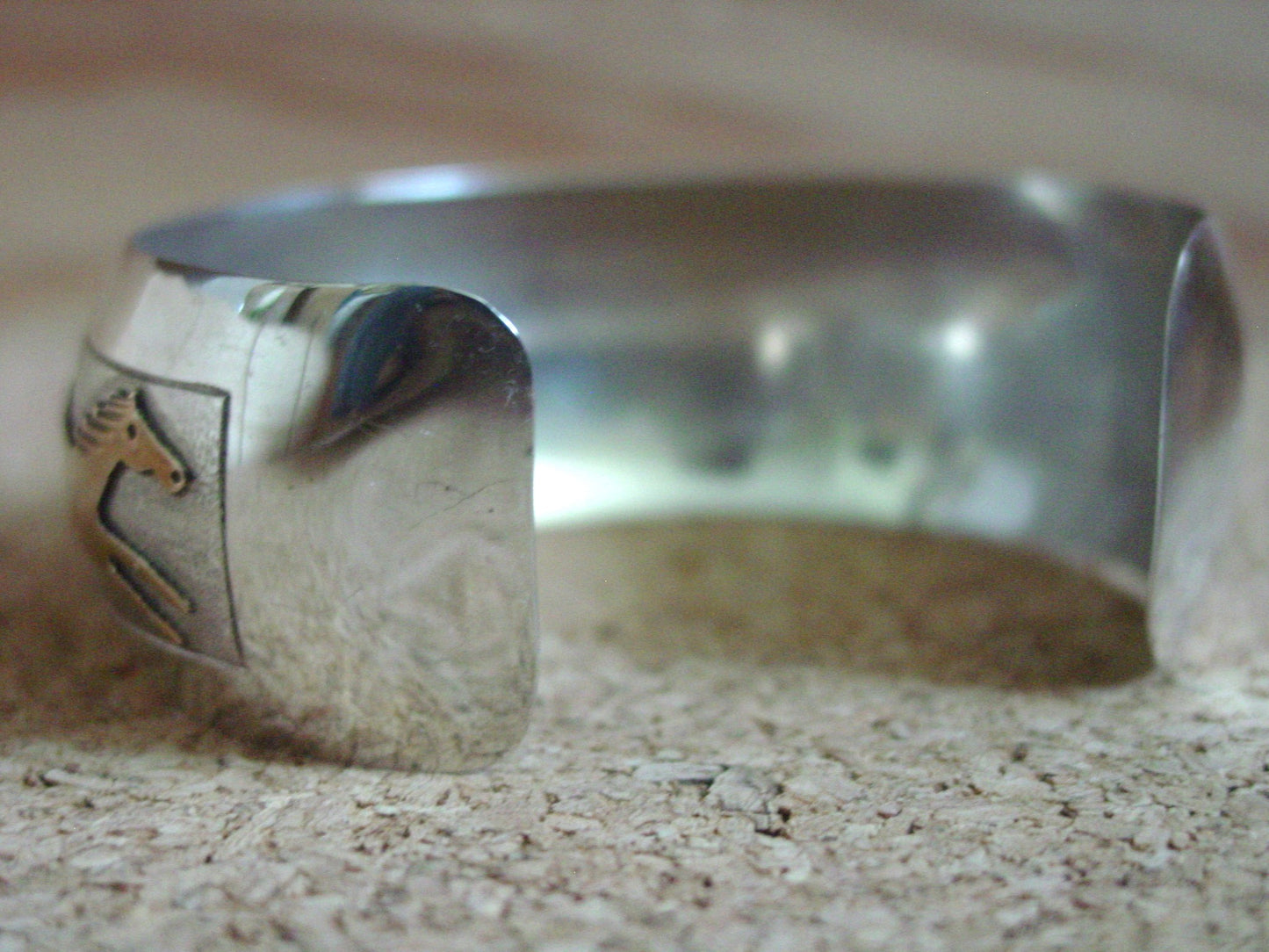 Navajo Virgil Reeder Running Horse Sterling Silver Cuff Bracelet