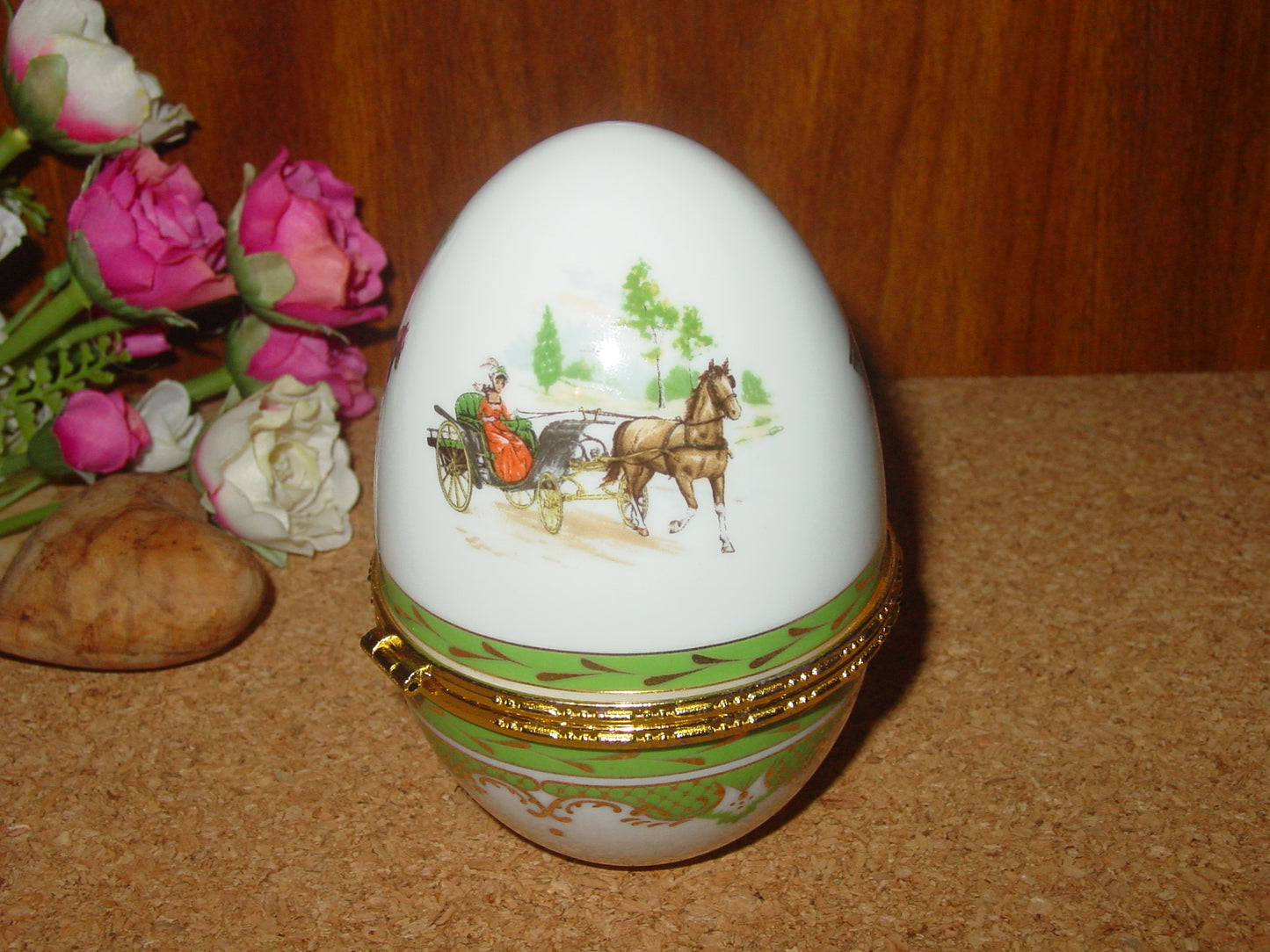 Equestrian Porcelain Horse Carriage Egg Storage Ceramic