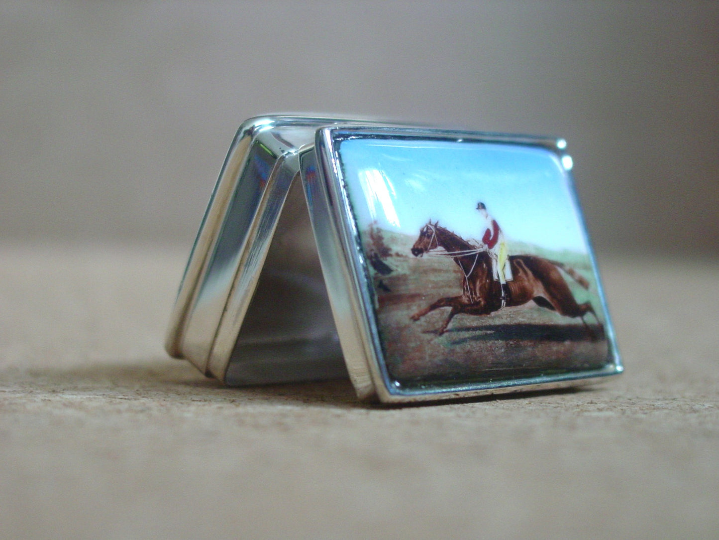 Equestrian Sterling Silver Pill Box