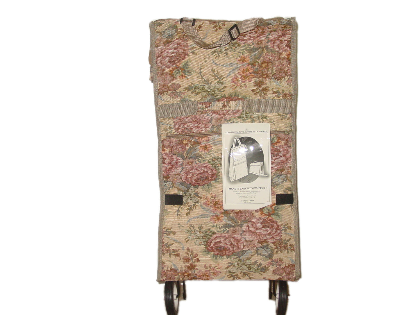 Flowers Tapestry Foldable Shopping Bag with Wheel