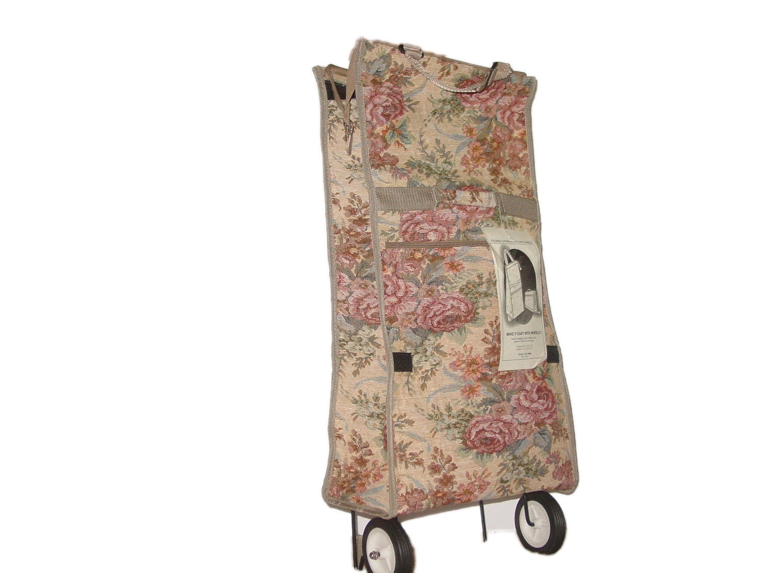 Flower Tapestry Foldable Shopping Bag with Wheel 1