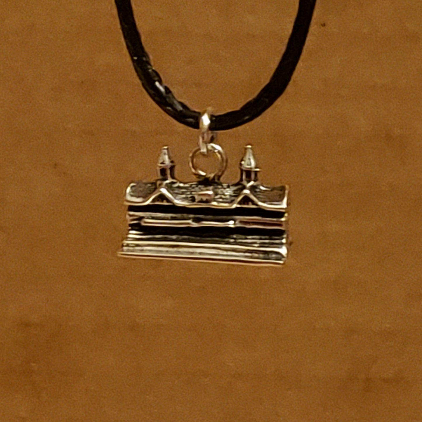 Horse Racing Churchill Downs Twin Spires Grandstand silver Pendant