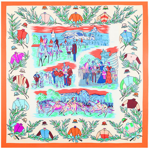 Horse Racing Silk Scarves Blue