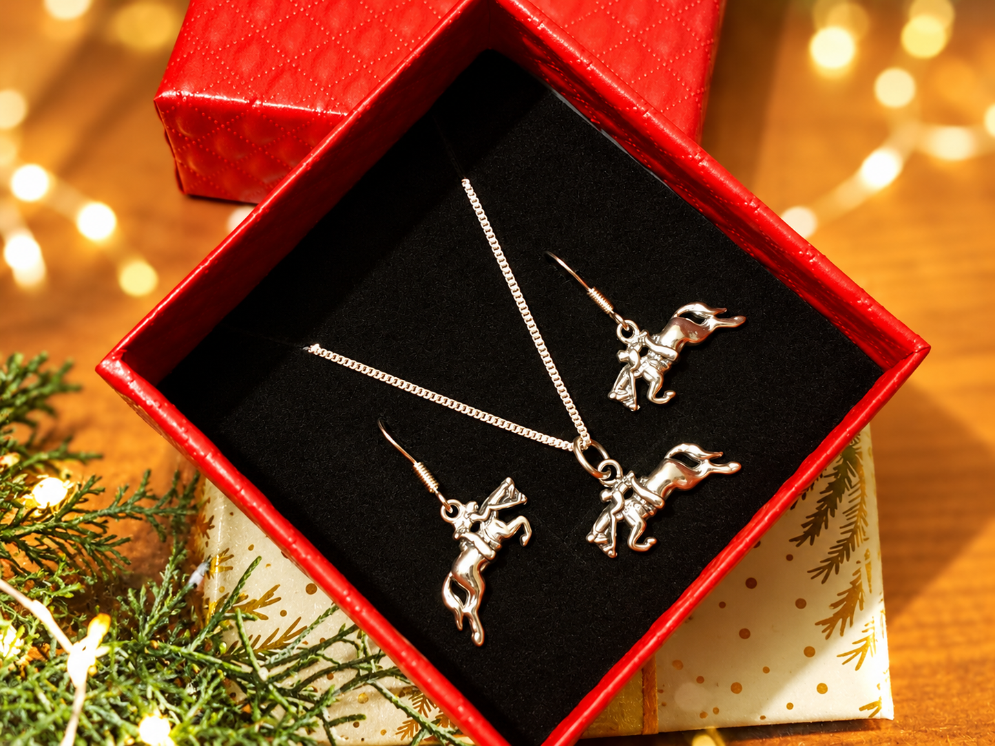 Hunter Jumper Horse Earrings and Pendant Sterling Silver Equestrian Jewelry 