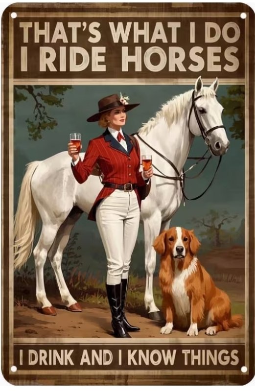 I ride Horses I drink and I know things sign