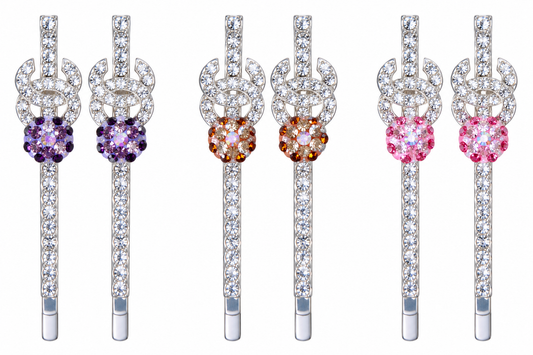 Horseshoe Elegant Rhinestone Crystal Hair Pins Set of 2 #H2601