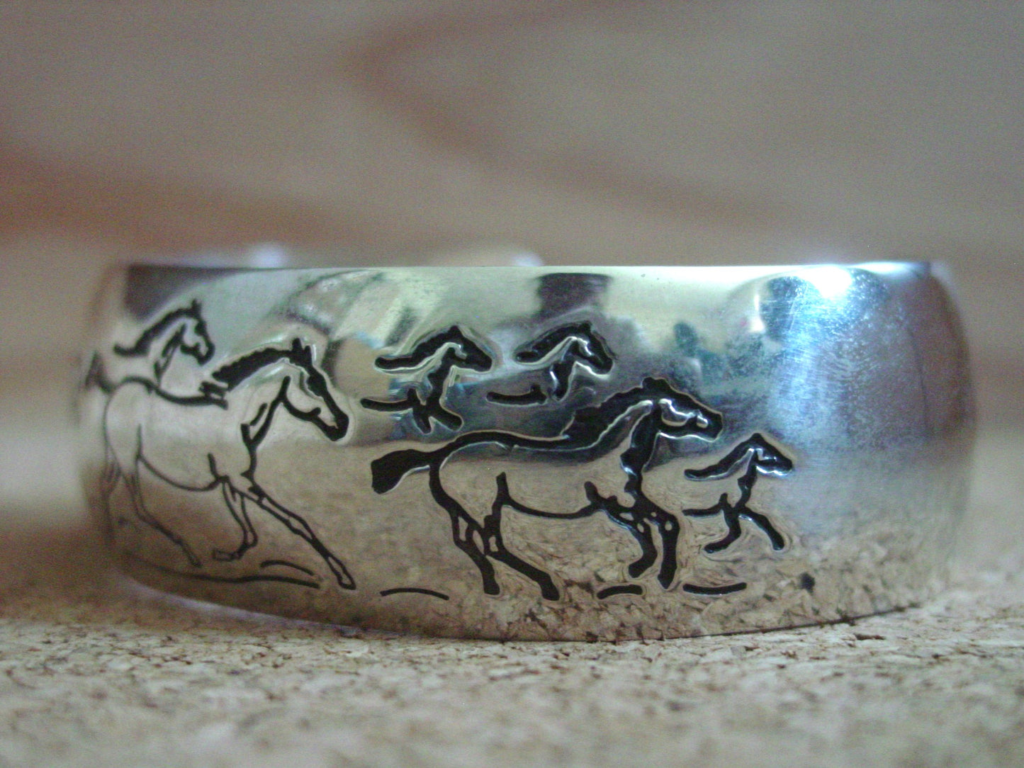 Native American Navajo Etched Cuff Bracelet by B. Webb