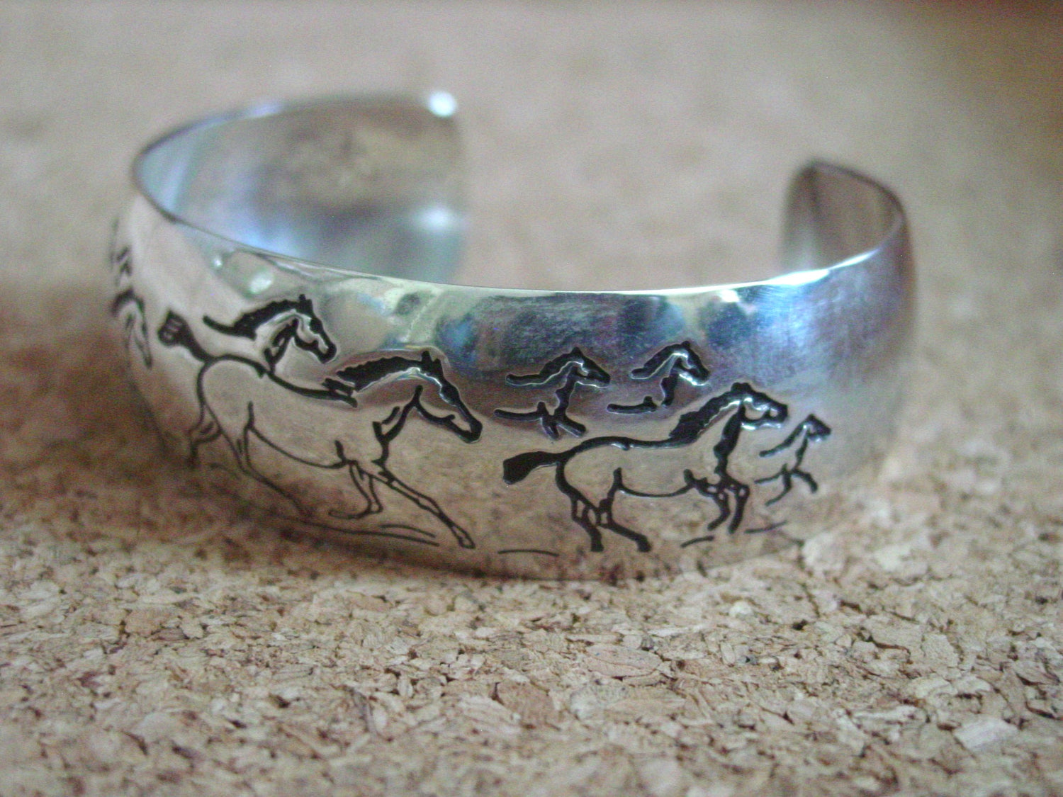 Native American  Silver Cuff Bracelet by B. Webb