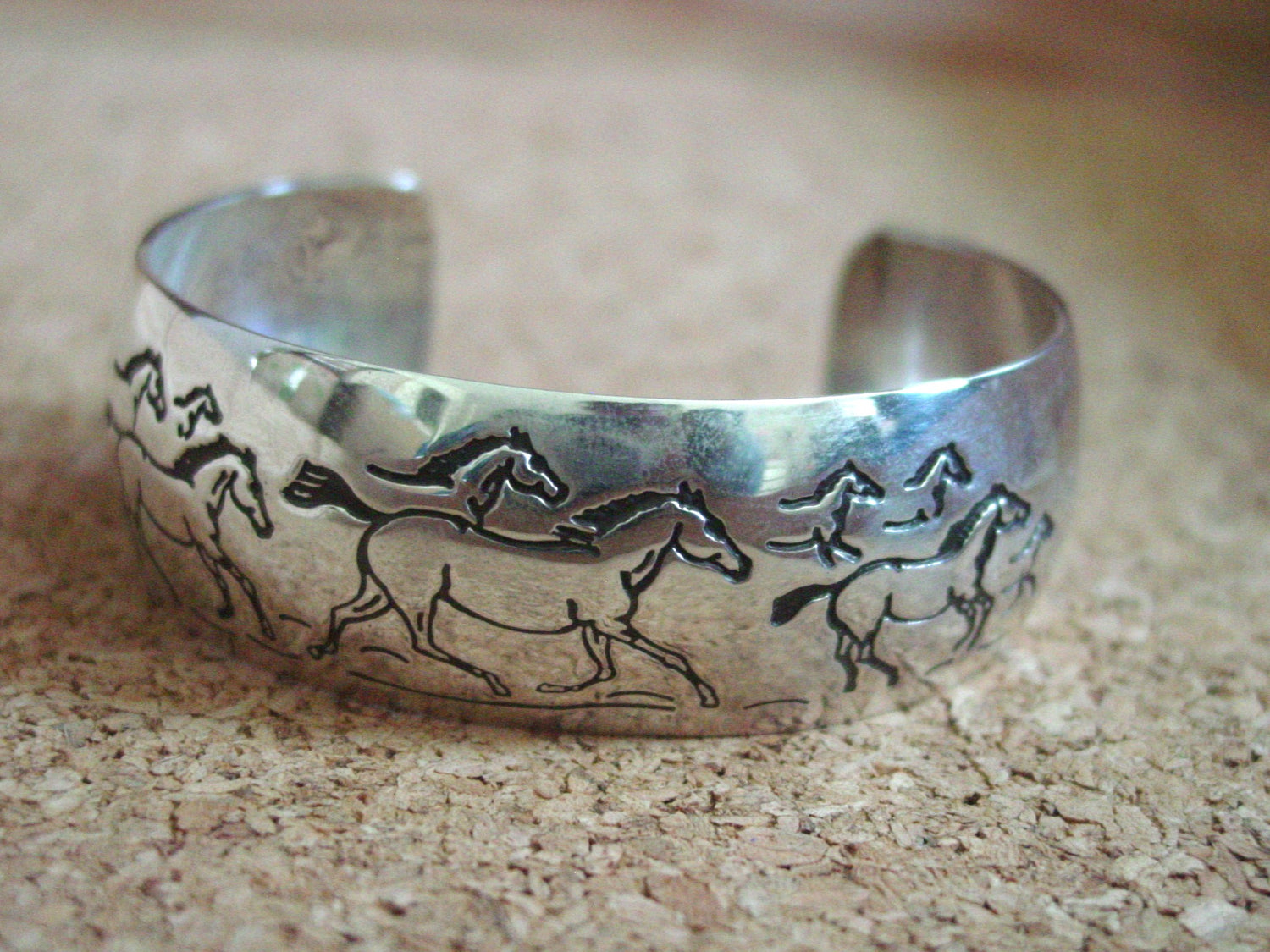 Native American  Silver Navajo Cuff Bracelet by B. Webb