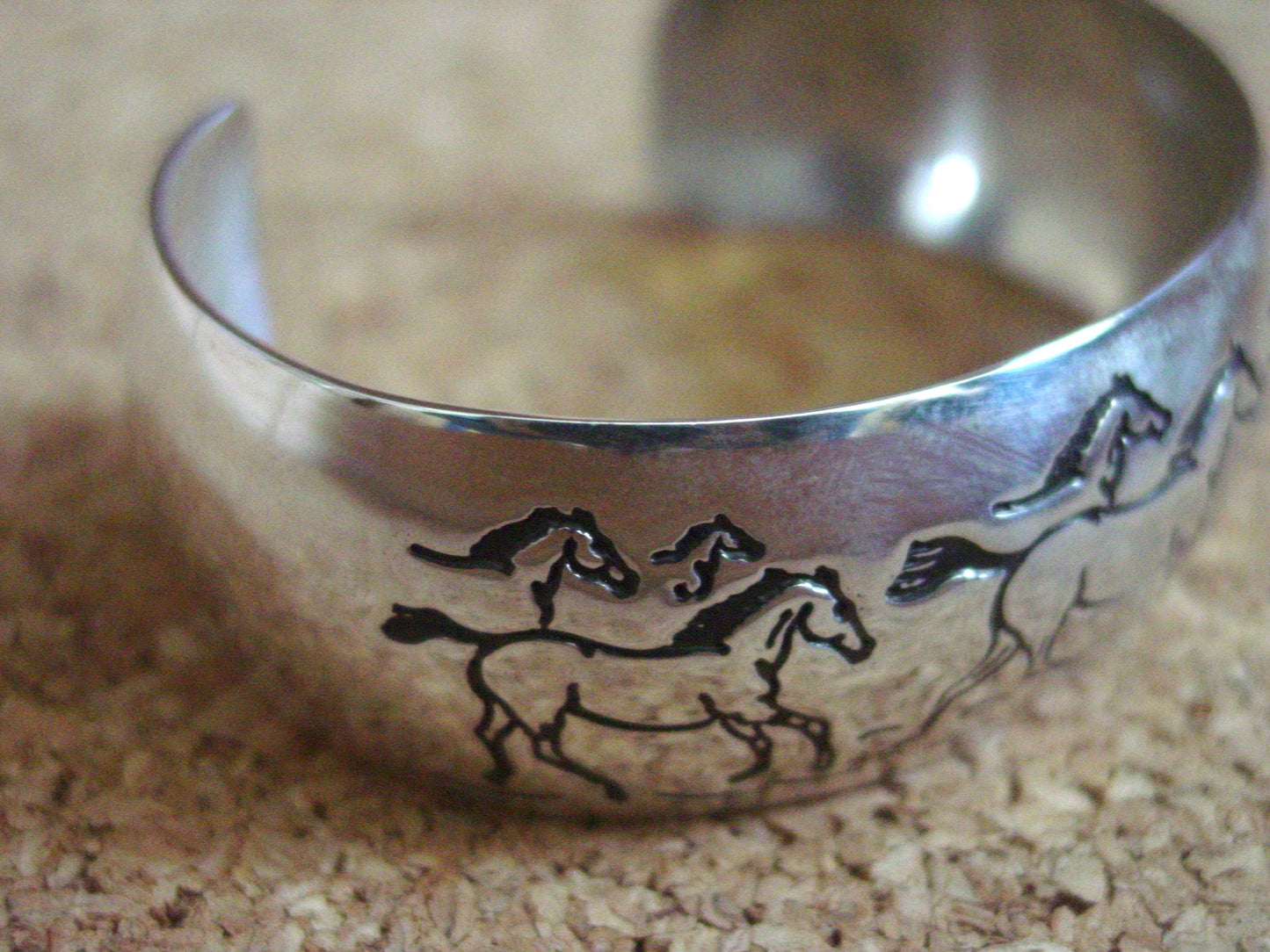 Native American Sterling Silver Navajo Etched Cuff Bracelet by B. Webb 3