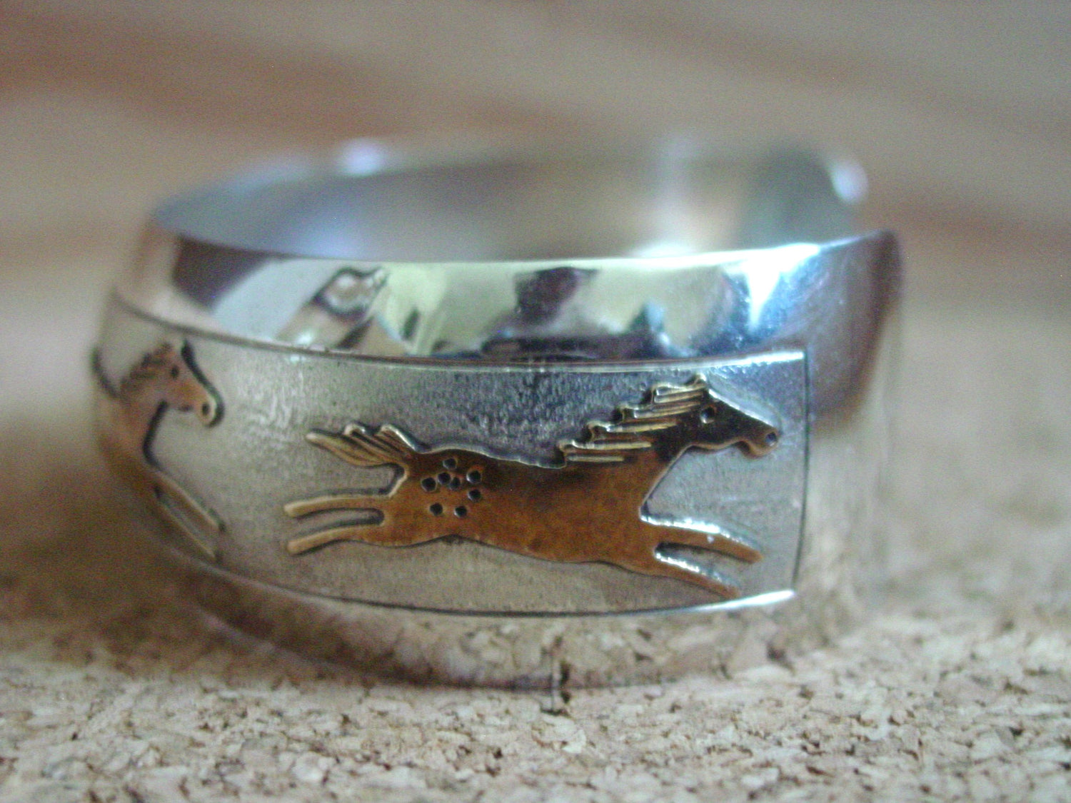 Navajo Virgil Reeder Running Horse Cuff Bracelet