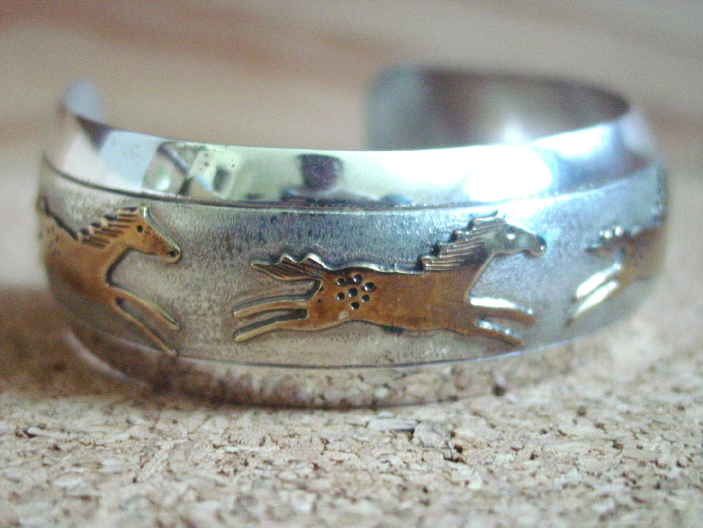 Navajo Virgil Reeder Running Horse Silver Cuff Bracelet