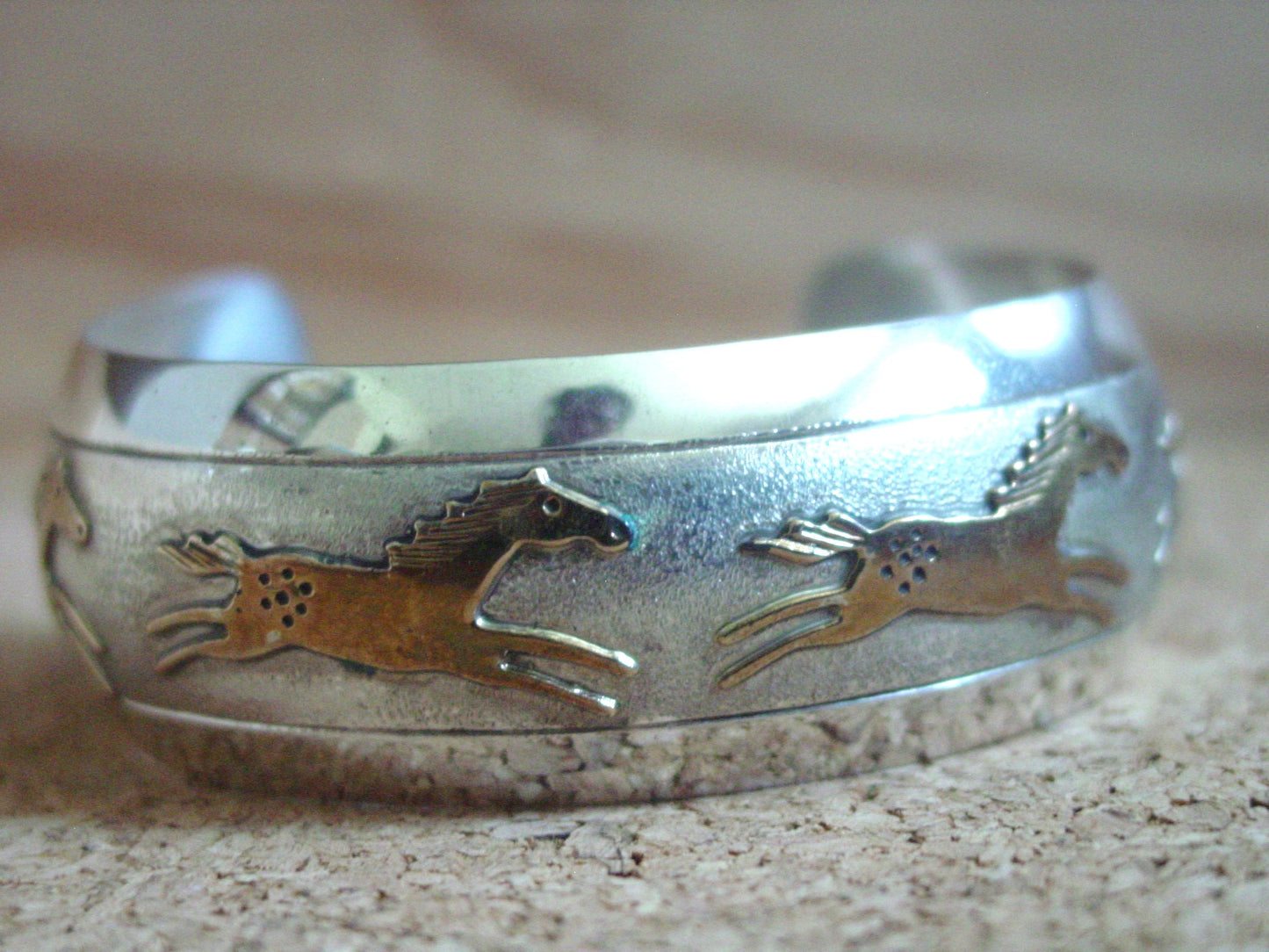 Navajo Virgil Reeder Running Horse Sterling Silver Cuff Bracelet 1