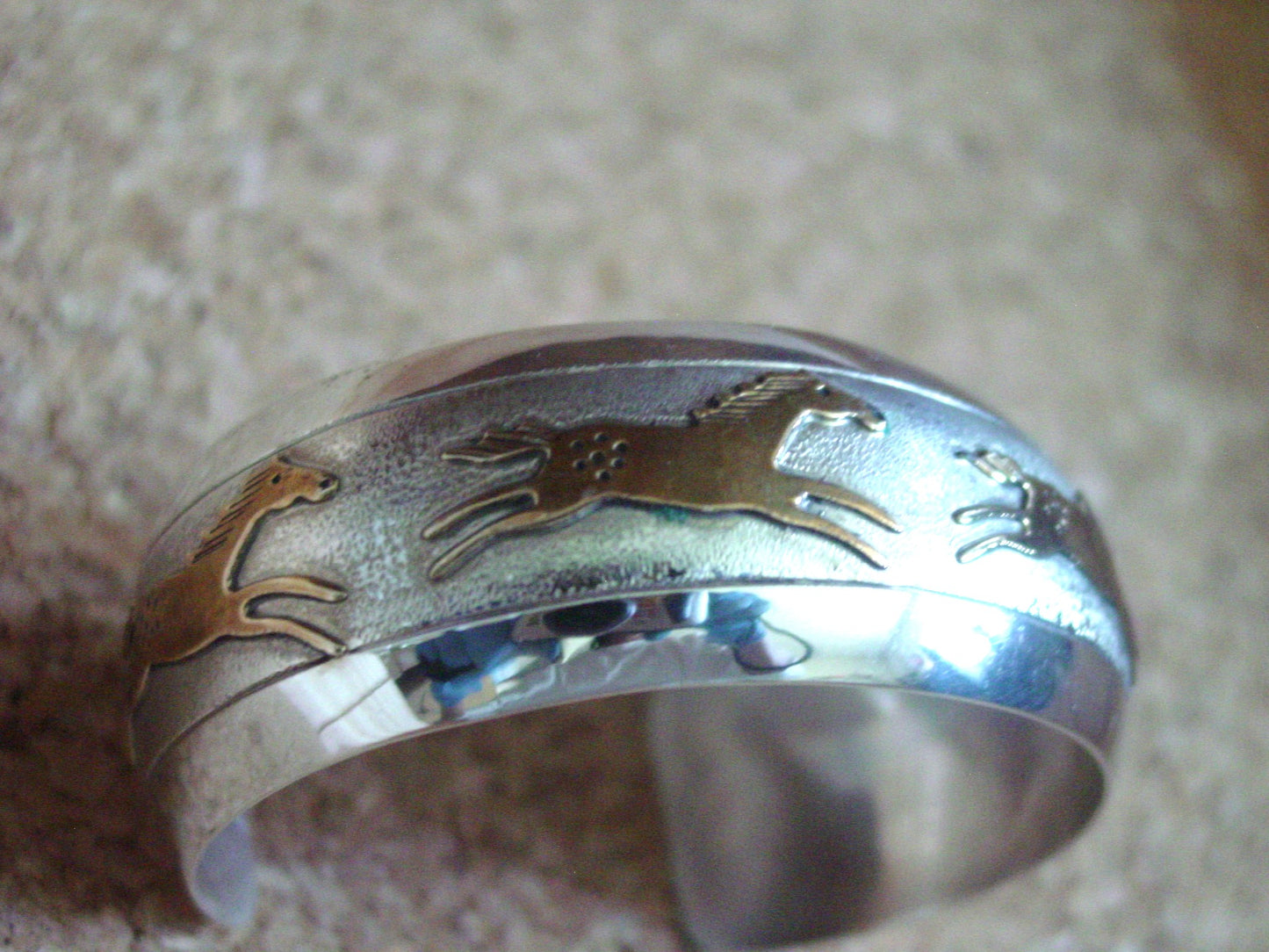 Navajo Virgil Reeder Running Horse Sterling Silver Cuff Bracelet 3