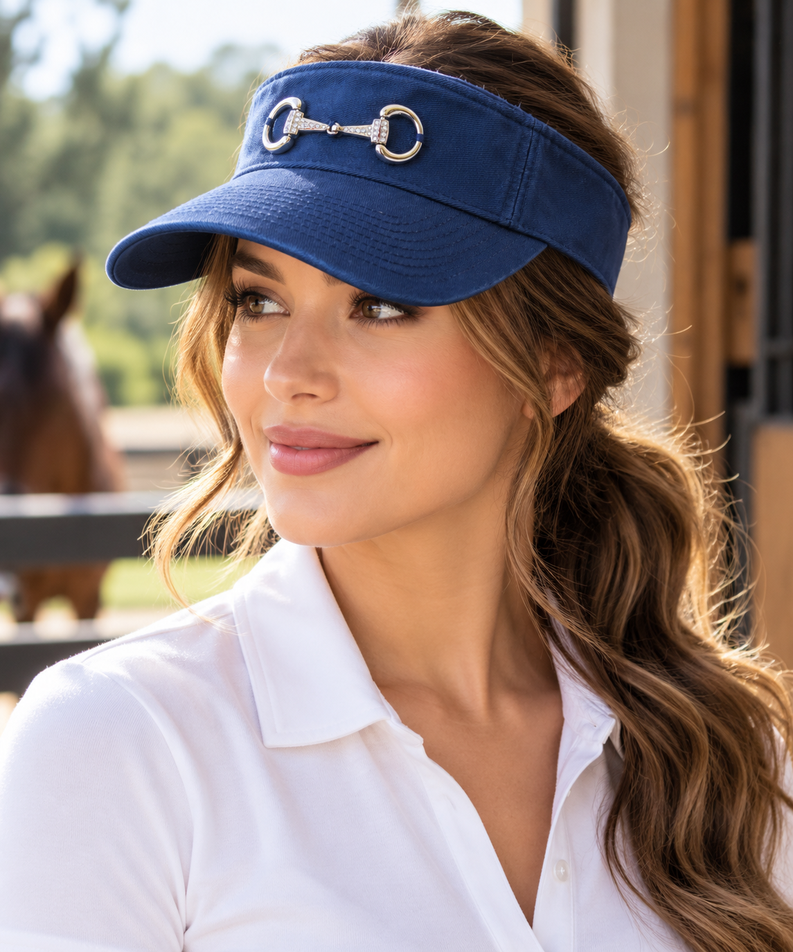 Navy equestrian visor