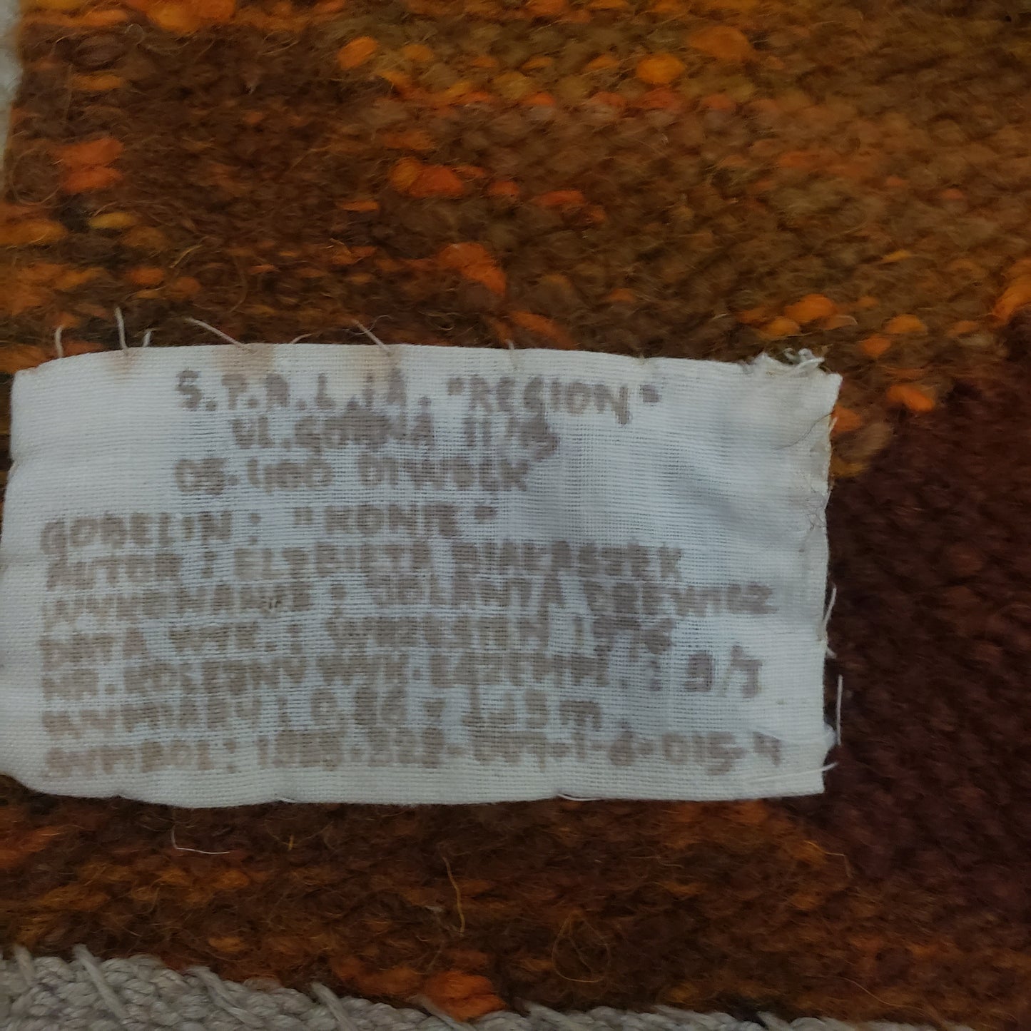 Polish handwoven gobelin (tapestry) titled "Konie" (Polish for "Horses"), created in 1976 d