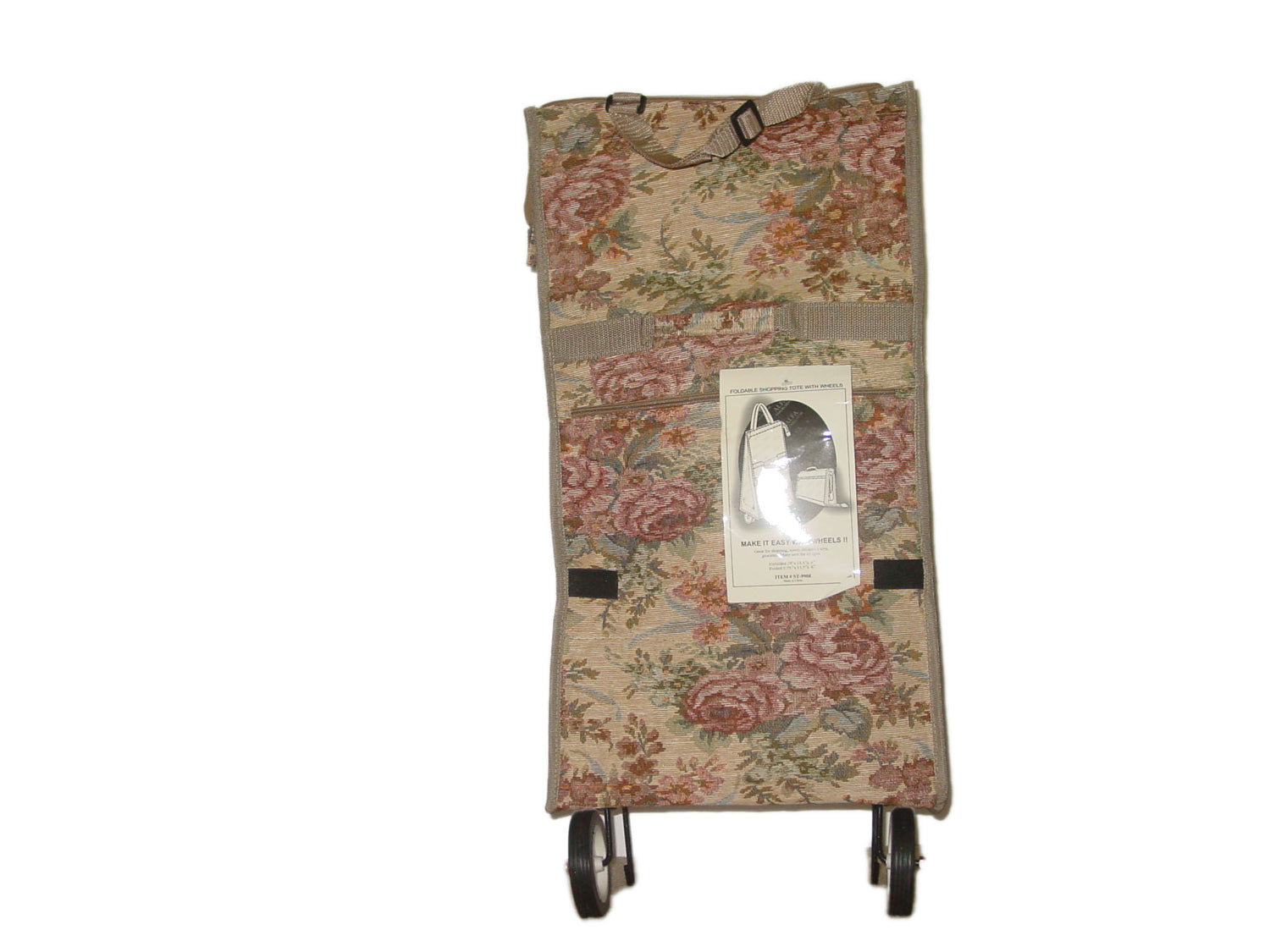 Roses Tapestry Foldable Shopping Bag with Wheel