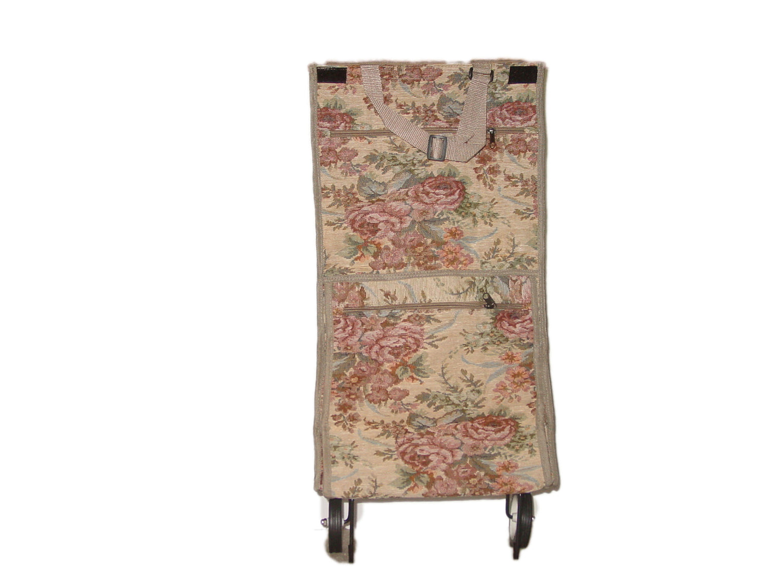 Roses Tapestry Foldable Shopping Bag with Wheel 1