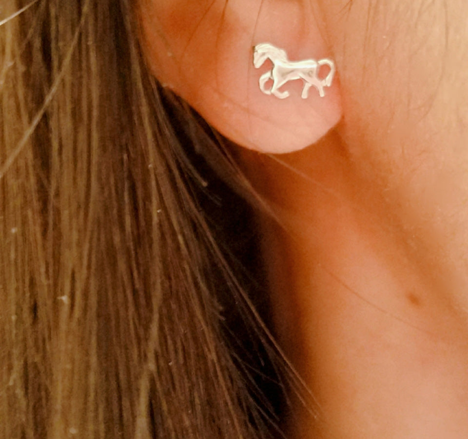 Tiny Horse Stud Earrings, Equestrian Jewelry #E305