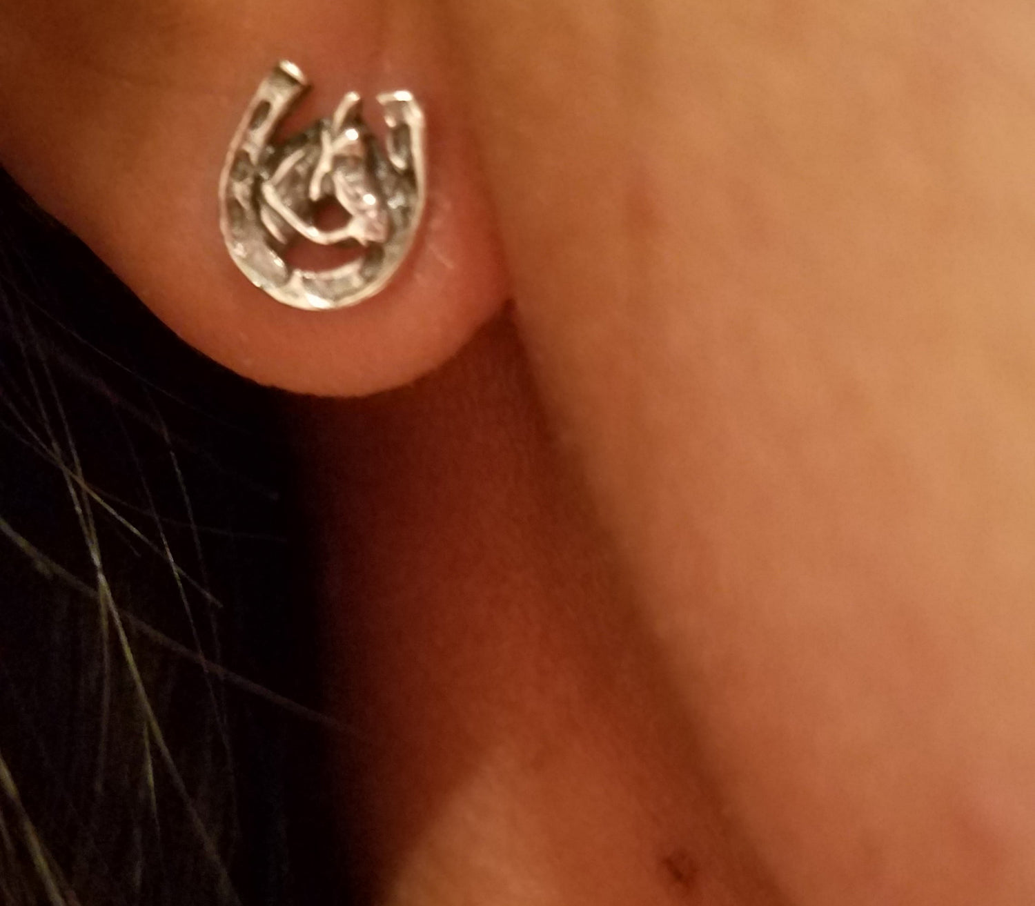 horse head horseshoe earrings