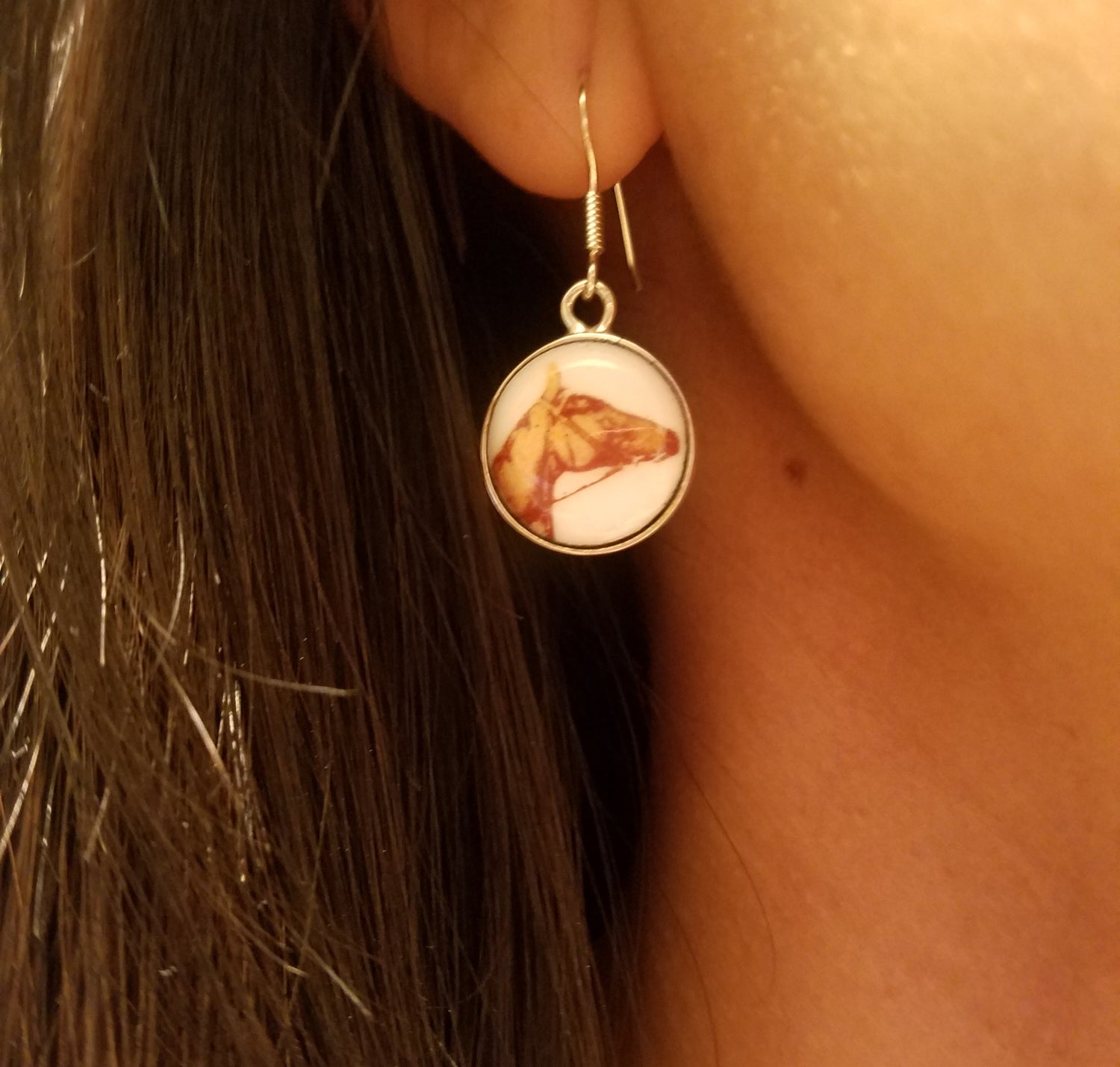 horse enamel earrings