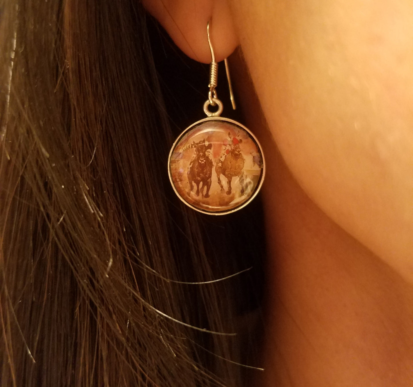 horse racing earrings