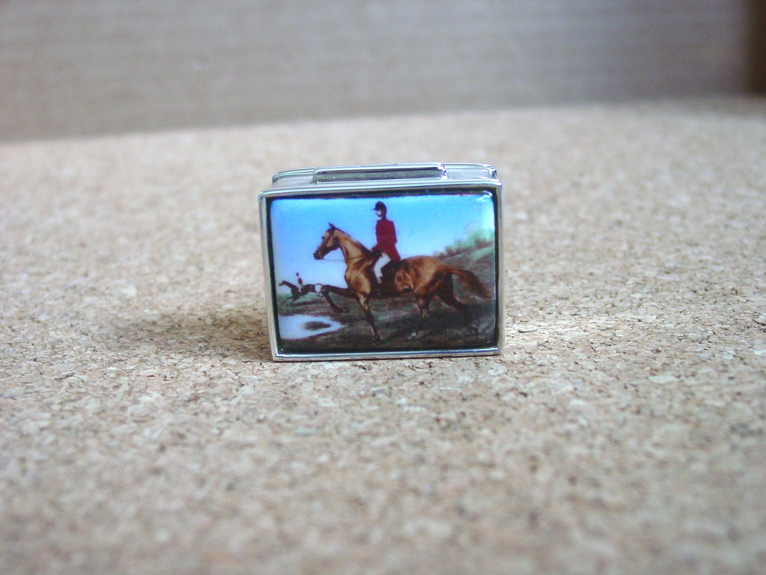 equestrian enamel pill box