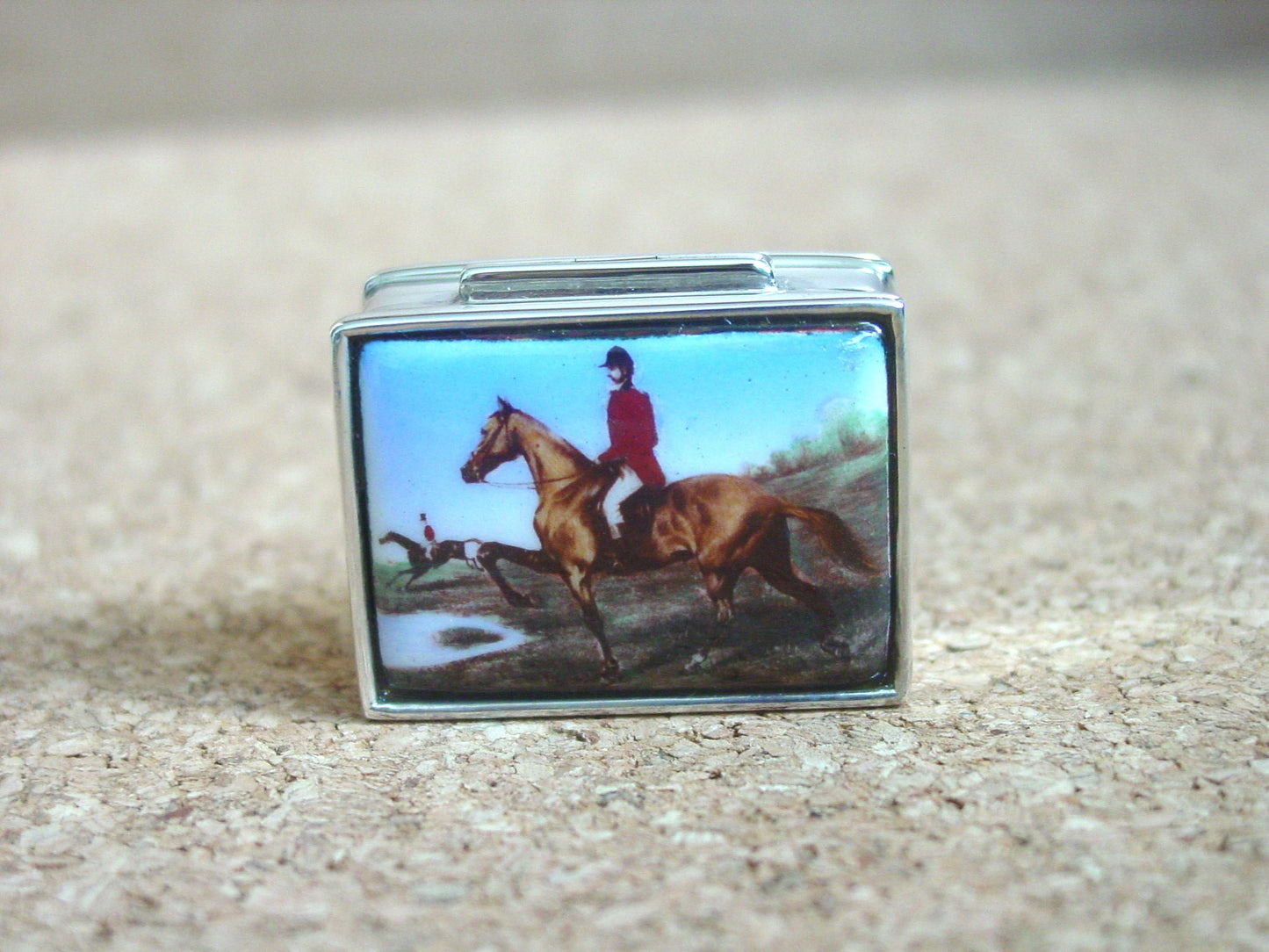 equestrian enamel pillbox