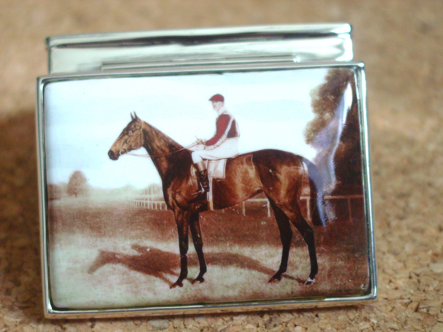horse and rider enamel Pill box