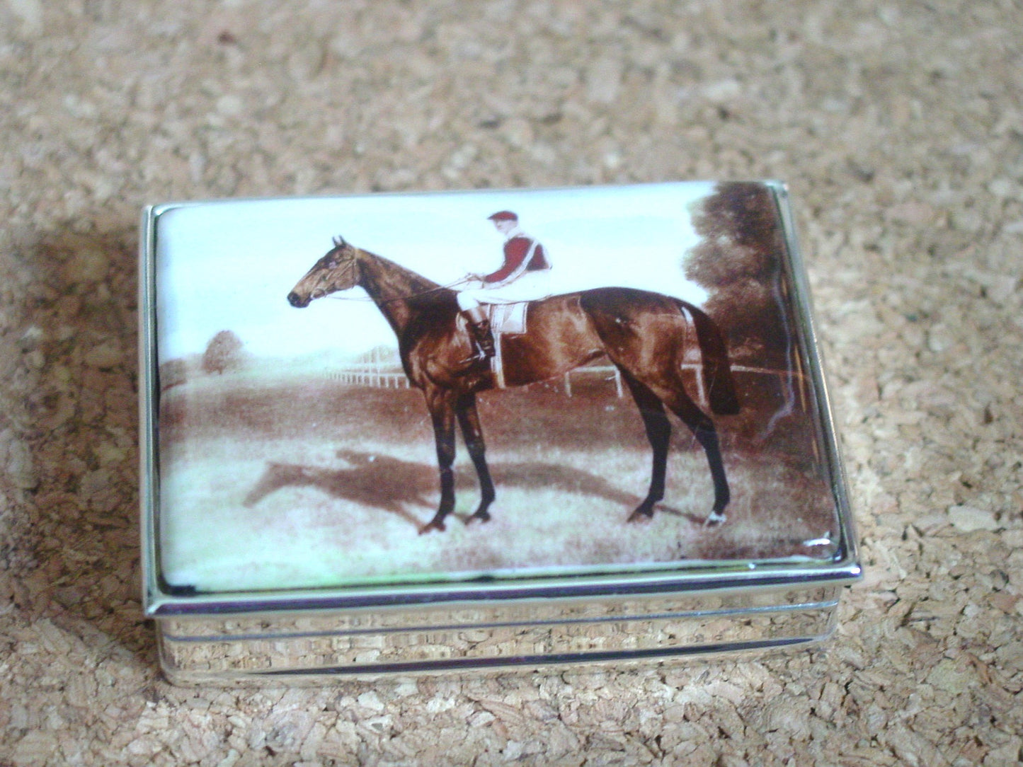 horse and rider enamel Pill box
