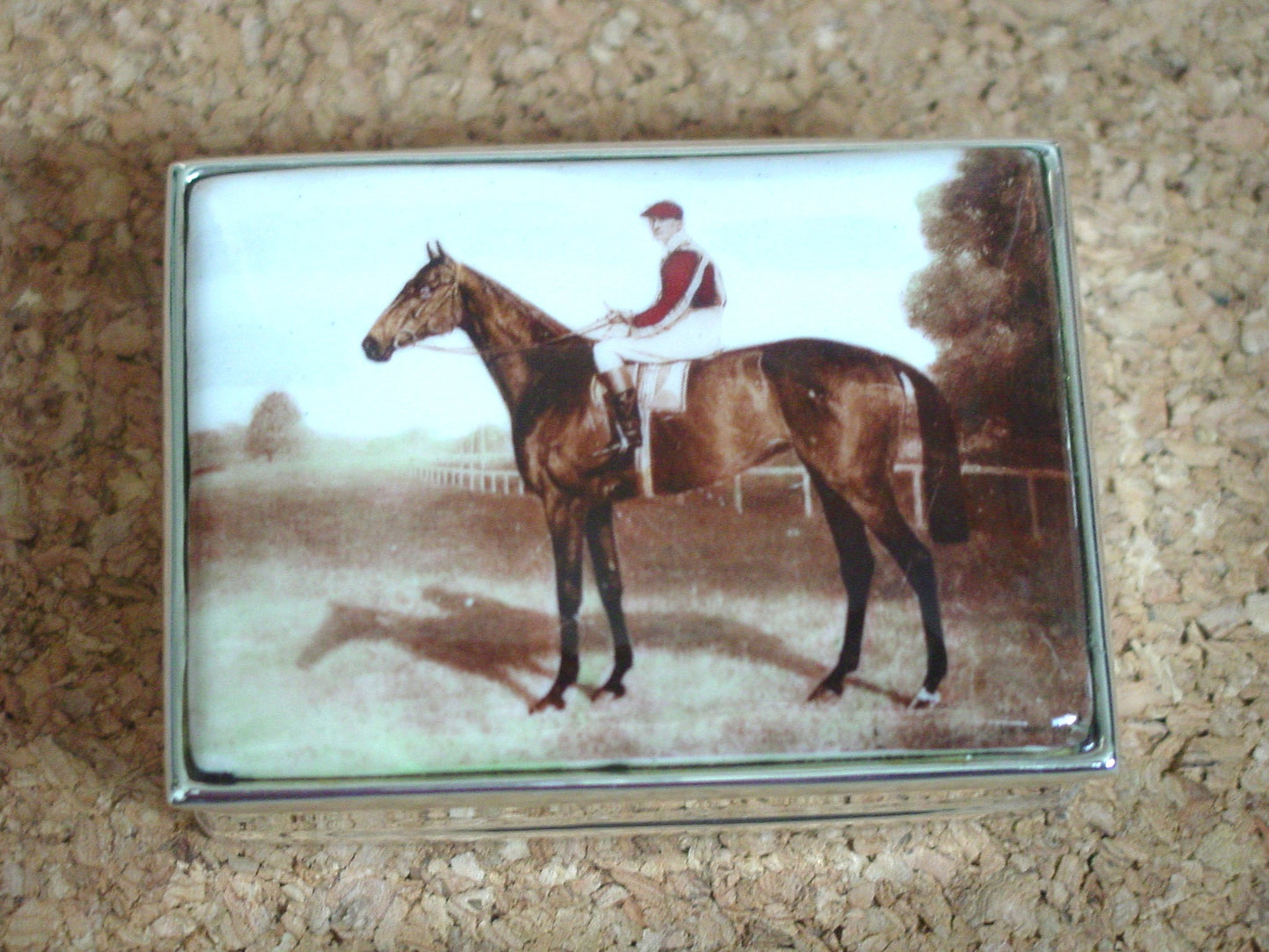 horse and rider sterling silver Pill box