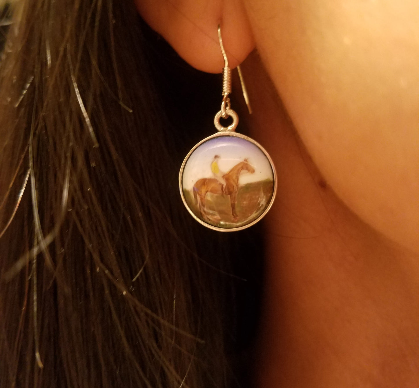 horse enamel earrings