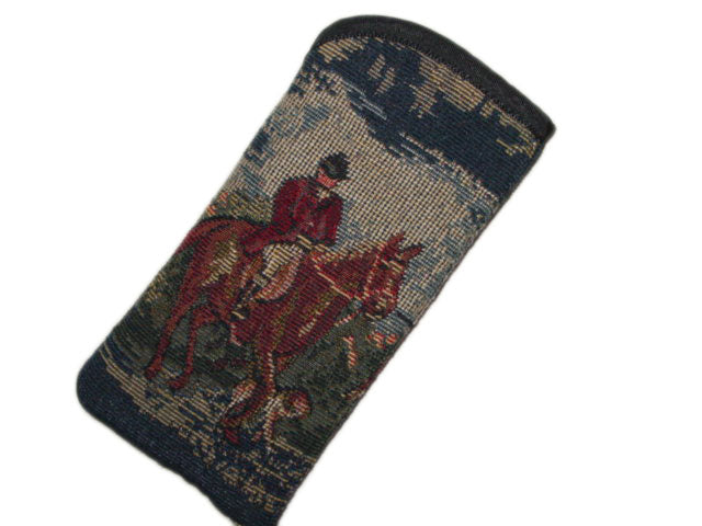 horse hunt scene glasses case 3e